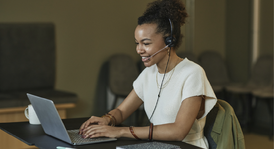 Customer support representative assisting a customer